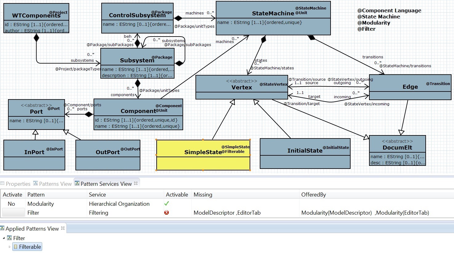 Applied patterns and services screenshot